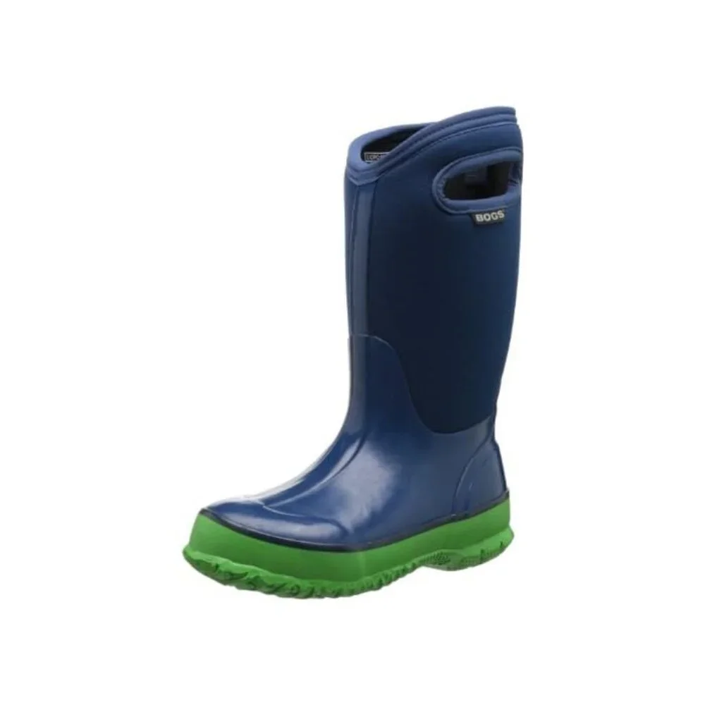 Bogs Girl's Navy Green Classic Mid-Calf‎ Rubber Outdoor Rain Boot Size 4